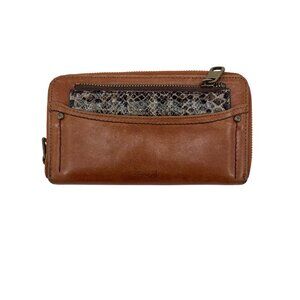 The Sak Leather Wallet Zippered‎ Compartments & Snake Print Accent